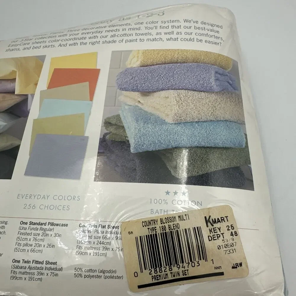 New Vintage Martha Stewart Everyday Twin Sheet Set Floral Kmart - Picture 4 of 5